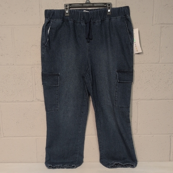 Tinseltown Denim - Tinseltown Juniors/Women's Dark Blue Cargo Denim Joggers Size XL NWT, Cozycore